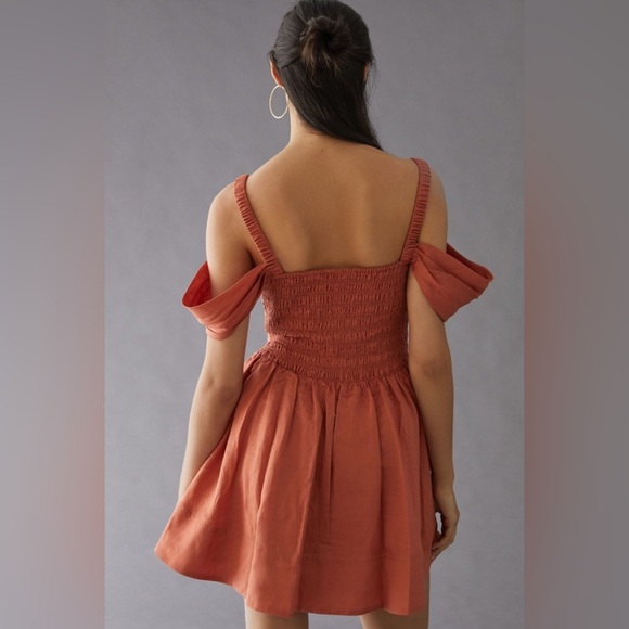 Anthropologie Off-The-Shoulder Linen Mini Dress - Picture 2 of 6